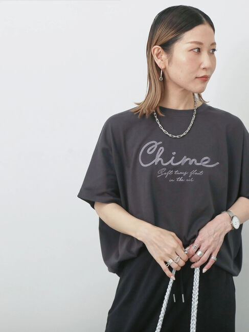 Samansa Mos2 blue「【接触冷感】ドルマンギャザー刺繍Tシャツ」|Tシャツ・カットソー|