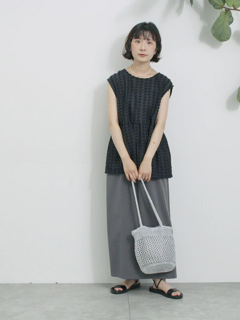 Samansa Mos2 blue「前後2wayジャカードペプラムノースリーブブラウス」|シャツ・ブラウス|