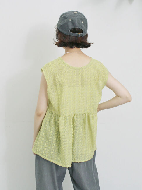 Samansa Mos2 blue「前後2wayジャカードペプラムノースリーブブラウス」|シャツ・ブラウス|