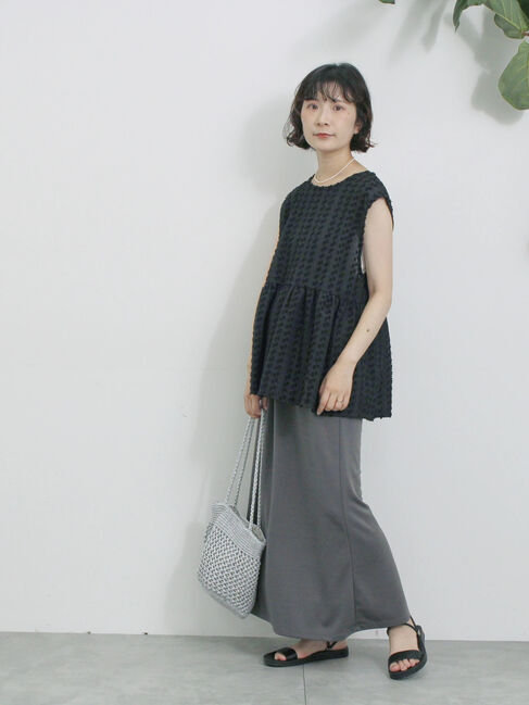 Samansa Mos2 blue「前後2wayジャカードペプラムノースリーブブラウス」|シャツ・ブラウス|