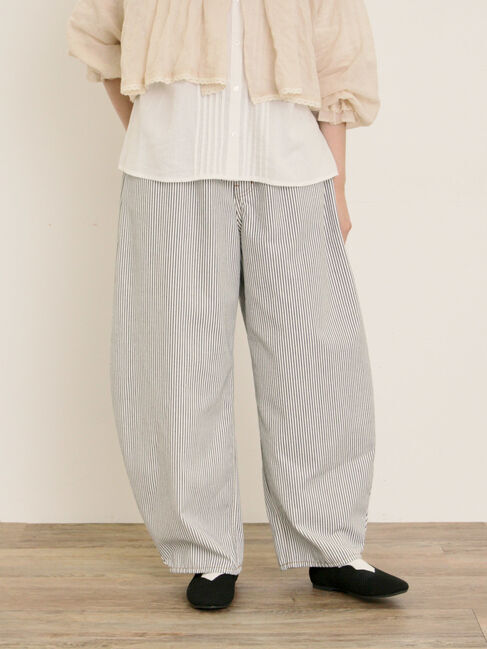 Samansa Mos2「【S/M/Lサイズ】刺繍デニム/ヒッコリーカーブパンツ」|その他|