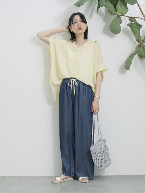 Samansa Mos2 blue「【接触冷感】ポンチョブラウス」|シャツ・ブラウス|