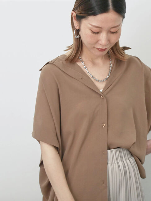 Samansa Mos2 blue「【接触冷感】ポンチョブラウス」|シャツ・ブラウス|