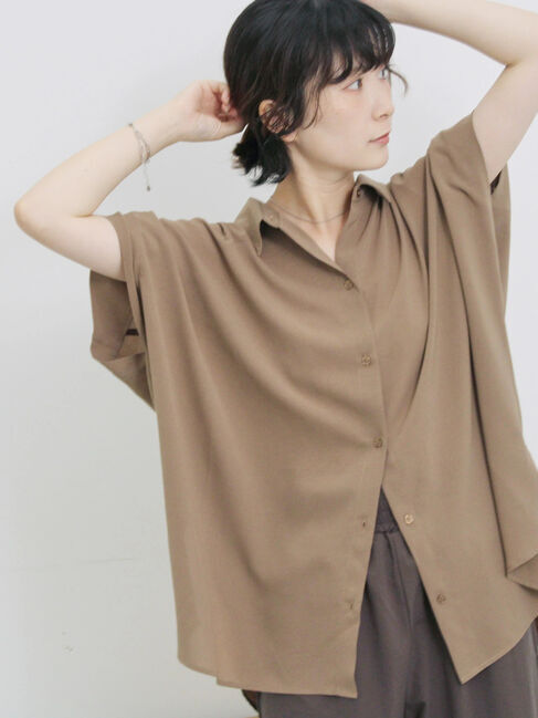 Samansa Mos2 blue「【接触冷感】ポンチョブラウス」|シャツ・ブラウス|