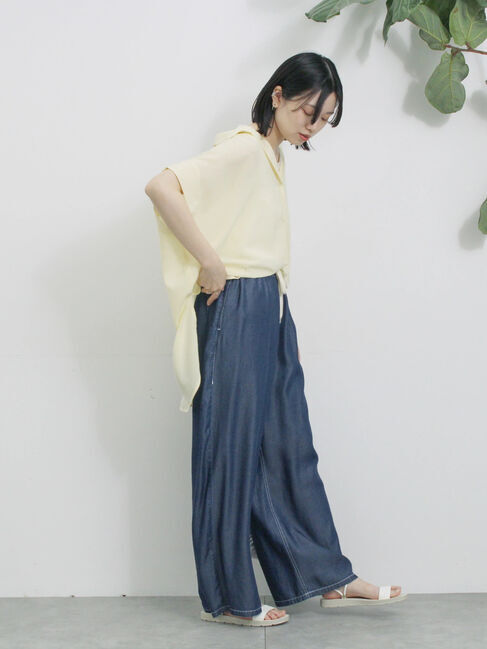 Samansa Mos2 blue「【接触冷感】ポンチョブラウス」|シャツ・ブラウス|