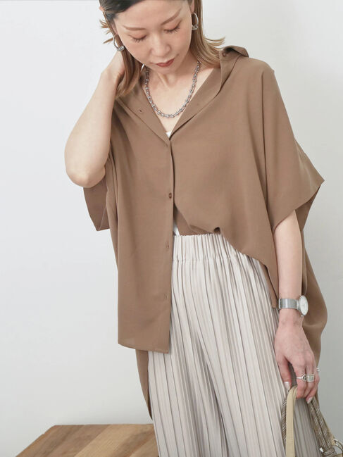 Samansa Mos2 blue「【接触冷感】ポンチョブラウス」|シャツ・ブラウス|