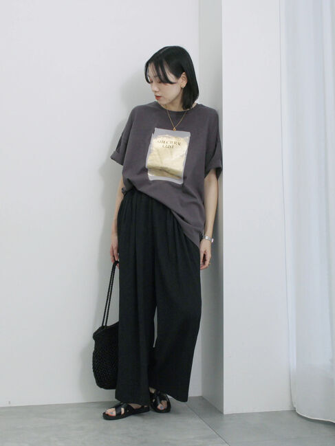 Samansa Mos2 blue「楊柳ハイウエストパンツ」|その他|