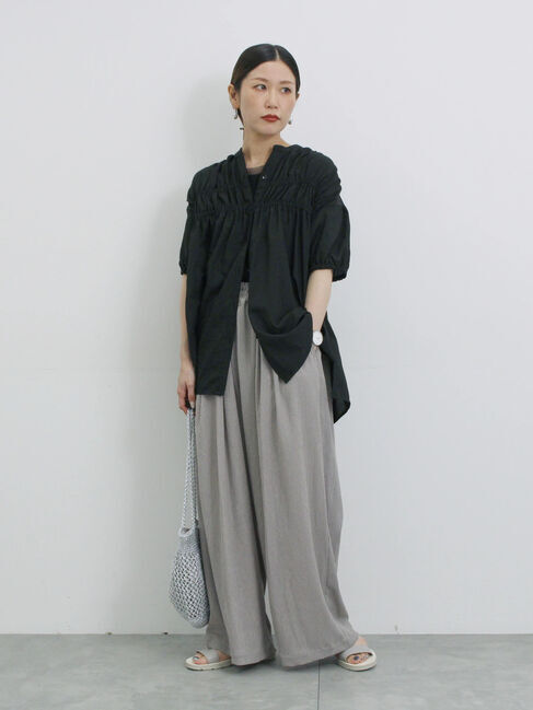 Samansa Mos2 blue「楊柳ハイウエストパンツ」|その他|