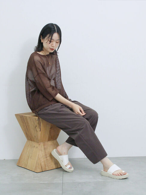 Samansa Mos2 blue「メッシュプルオーバー」|ニット・セーター|