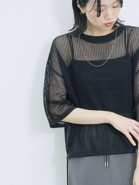 Samansa Mos2 blue「メッシュプルオーバー」|ニット・セーター|