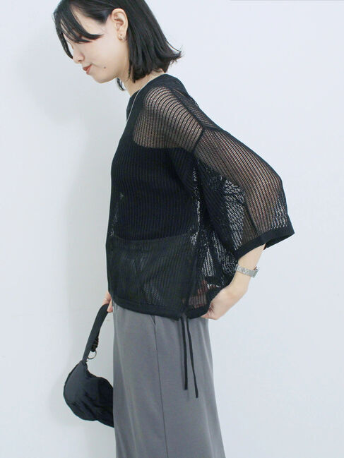 Samansa Mos2 blue「メッシュプルオーバー」|ニット・セーター|