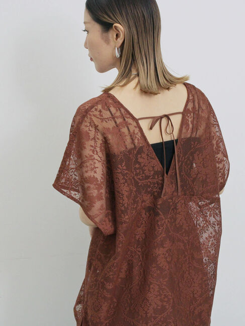 Samansa Mos2 blue「レースブラウス」|シャツ・ブラウス|