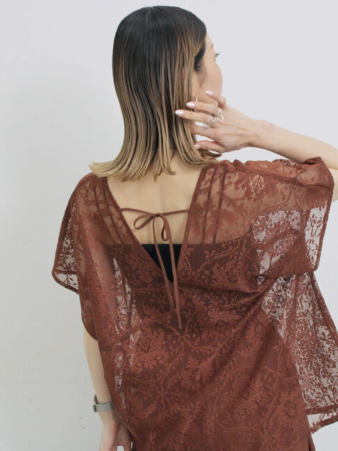 Samansa Mos2 blue「レースブラウス」|シャツ・ブラウス|