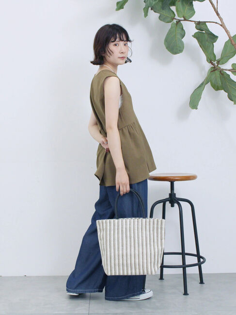 Samansa Mos2 blue「ジップベスト」|シャツ・ブラウス|