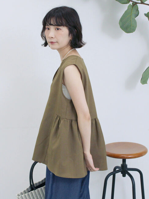 Samansa Mos2 blue「ジップベスト」|シャツ・ブラウス|