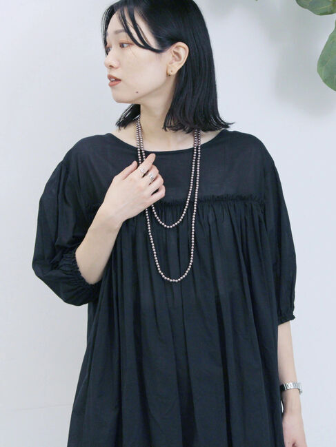 Samansa Mos2 blue「ボイルギャザーチュニック」|シャツ・ブラウス|