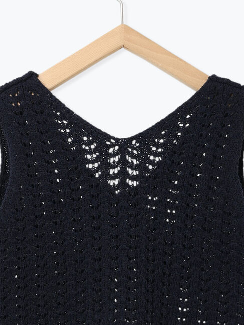 Samansa Mos2 blue「テープヤーン透かしニットベスト」|ニット・セーター|