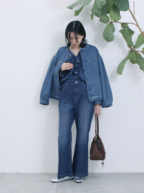 Samansa Mos2 blue「【ECO DENIM 】 フレアパンツ」|その他|