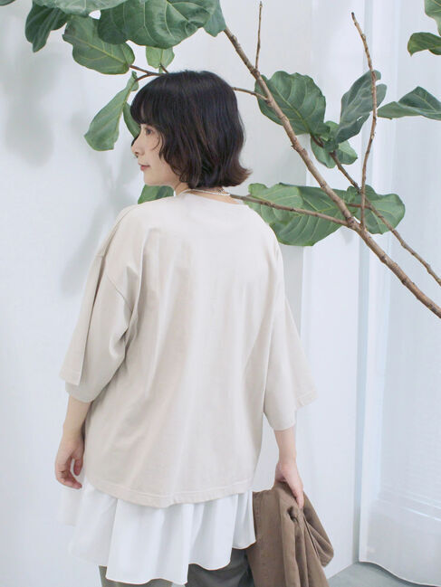 Samansa Mos2 blue「ヴィンテージ風プリントTシャツ」|Tシャツ・カットソー|