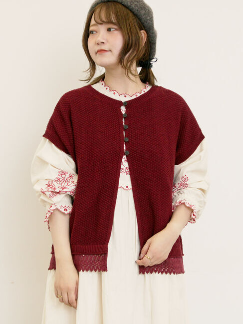 Samansa Mos2「2WAY裾レースかのこベスト」|ダウンベスト・ベスト|ボルドー