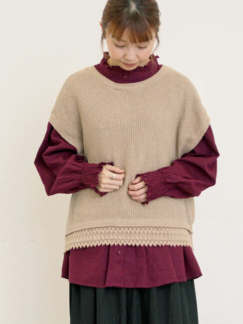 Samansa Mos2「2WAY裾レースかのこベスト」|ダウンベスト・ベスト|ベージュ