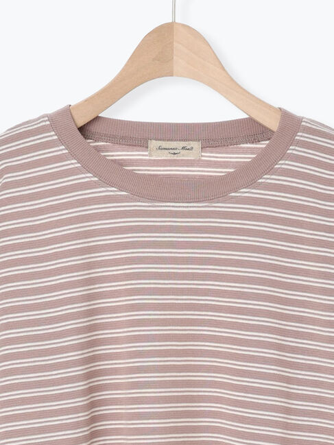 Samansa Mos2「リップル柄アソート袖シャーリングカットソー」|Tシャツ・カットソー|