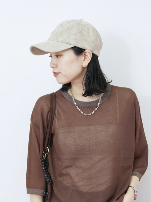 Samansa Mos2 blue「スエードロゴ刺繍キャップ」|その他|