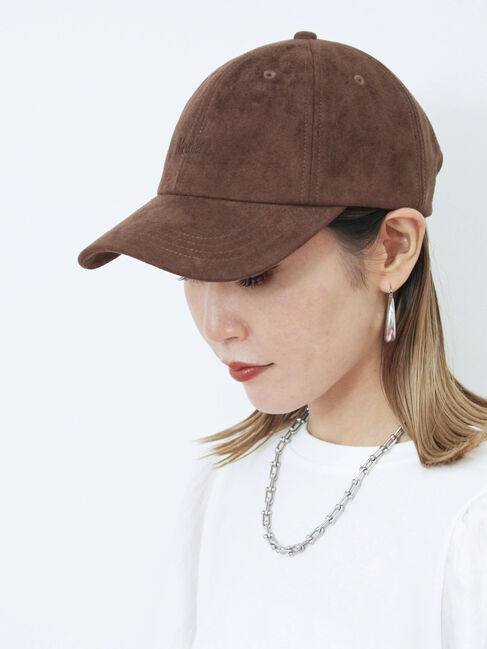 Samansa Mos2 blue「スエードロゴ刺繍キャップ」|その他|