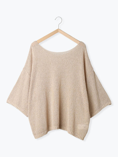 Samansa Mos2 blue「◎7分袖シアーニット」|ニット・セーター|