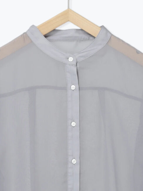 Samansa Mos2 blue「◎バンドカラーシアーシャツ」|シャツ・ブラウス|