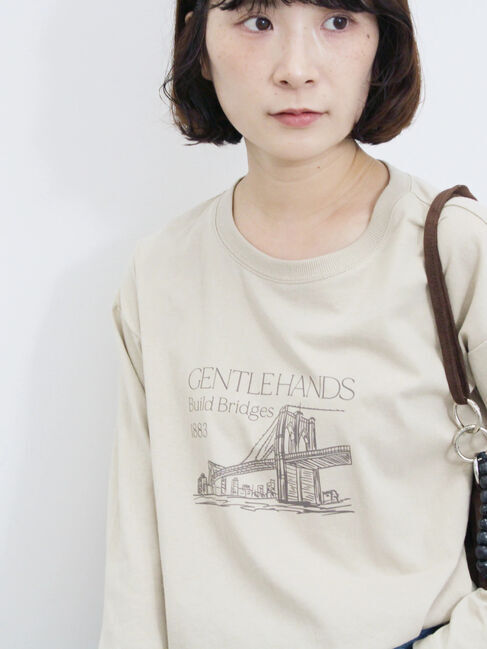 Samansa Mos2 blue「アソートプリントロンT」|Tシャツ・カットソー|