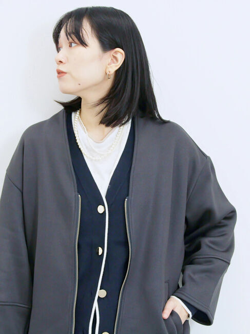 Samansa Mos2 blue「【マシンウォッシャブル】マルチスタイルボンディングブルゾン」|ブルゾン・スタジャン|