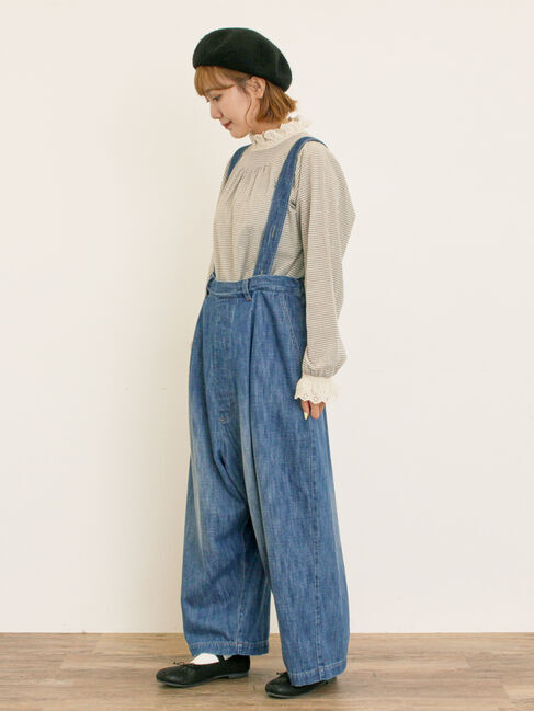 Samansa Mos2「デニム/ツイルサスペンダー付きパンツ」|その他|