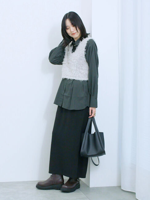 Samansa Mos2 blue「カットリブナロースカート」|スカート|