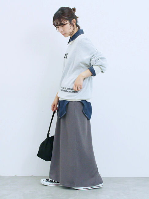 Samansa Mos2 blue「カットリブナロースカート」|スカート|