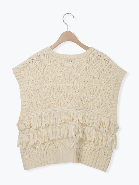 Samansa Mos2「【Fluffy Wool Blend】フリンジニットベスト」|ダウンベスト・ベスト|