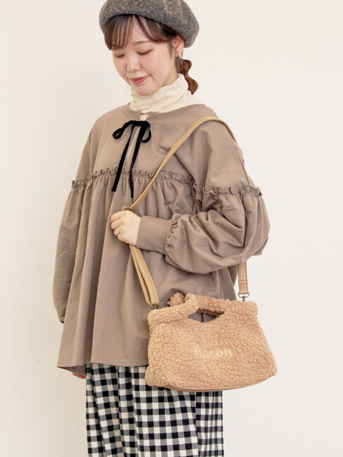 Samansa Mos2「ミニ裏毛切替ギャザープルオーバー」|Tシャツ・カットソー|