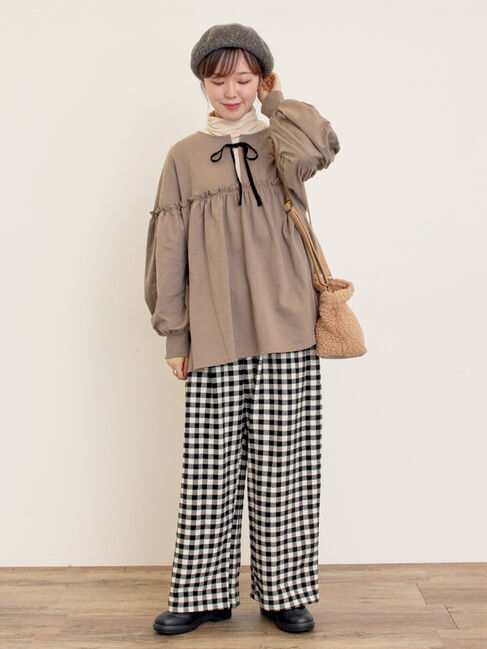 Samansa Mos2「ミニ裏毛切替ギャザープルオーバー」|Tシャツ・カットソー|