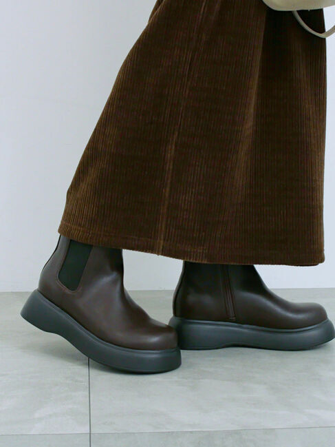 Samansa Mos2 blue「サイドゴアブーツ」|ショートブーツ|ダークブラウン