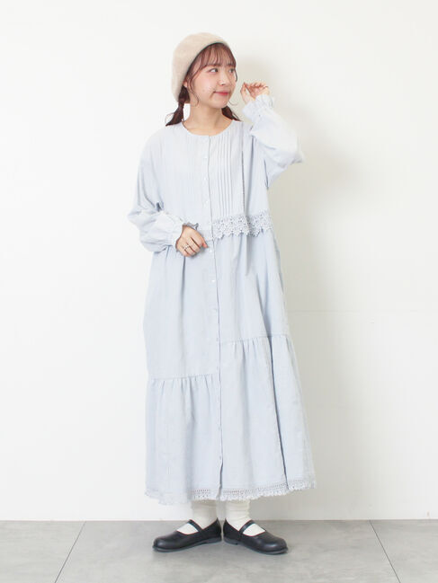 Samansa Mos2「【S/Mサイズ】レースパッチワークワンピース」|ワンピース|ブルー
