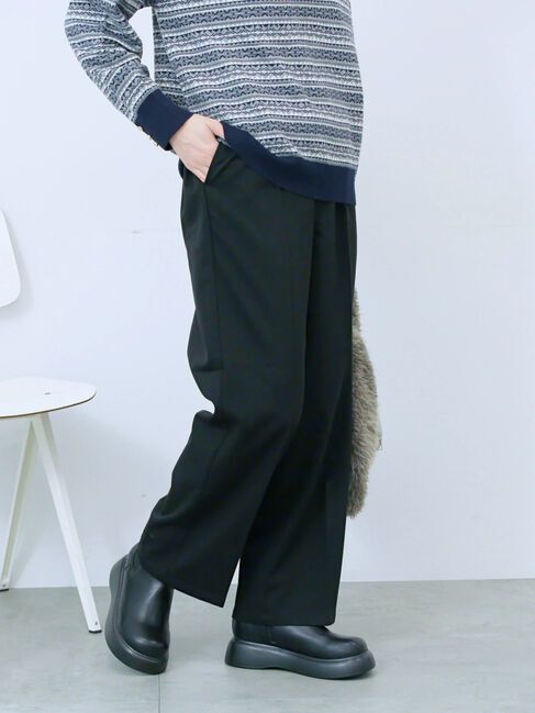 Samansa Mos2 blue「裏起毛ストレートパンツ」|その他|