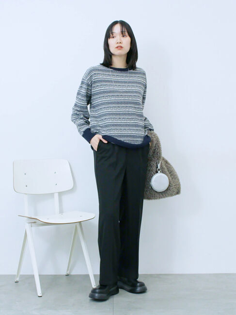 Samansa Mos2 blue「裏起毛ストレートパンツ」|その他|