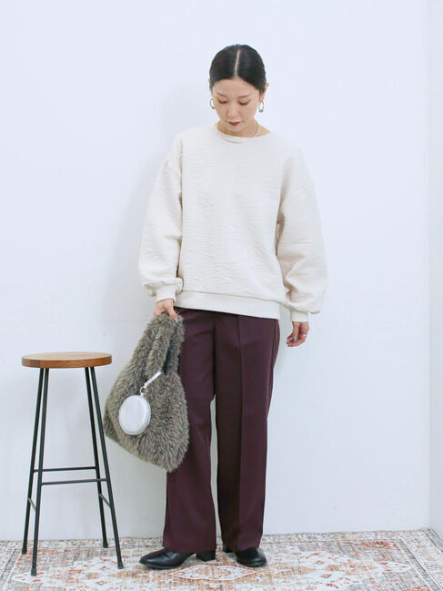 Samansa Mos2 blue「裏起毛ストレートパンツ」|その他|