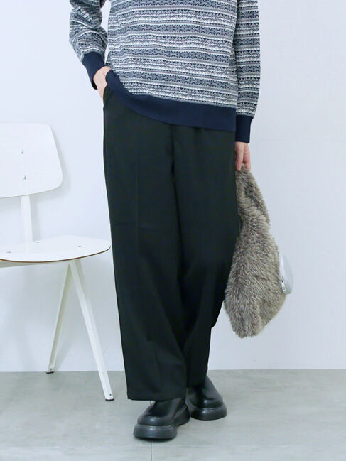 Samansa Mos2 blue「裏起毛ストレートパンツ」|その他|ブラック
