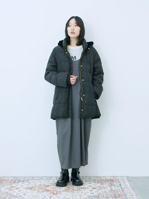 Samansa Mos2 blue「スタイルアップパデットコート」|その他|