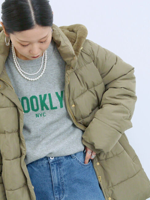 Samansa Mos2 blue「スタイルアップパデットコート」|その他|