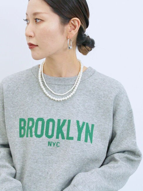 Samansa Mos2 blue「【Hug knit】ロゴプルオーバー」|ニット・セーター|