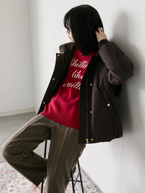 Samansa Mos2 blue「【Hug knit】ロゴプルオーバー」|ニット・セーター|