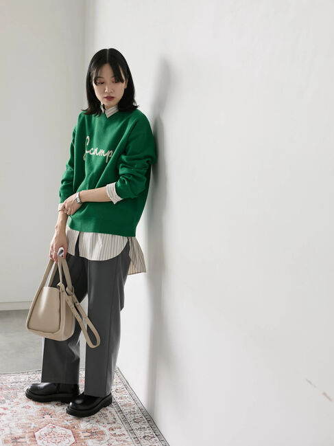 Samansa Mos2 blue「【Hug knit】ロゴプルオーバー」|ニット・セーター|