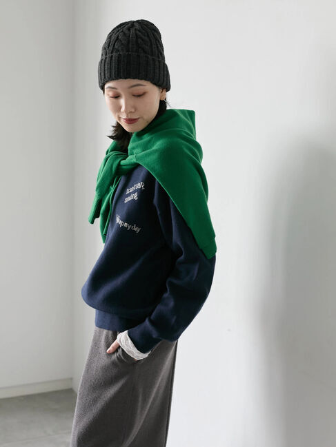 Samansa Mos2 blue「【Hug knit】ロゴプルオーバー」|ニット・セーター|